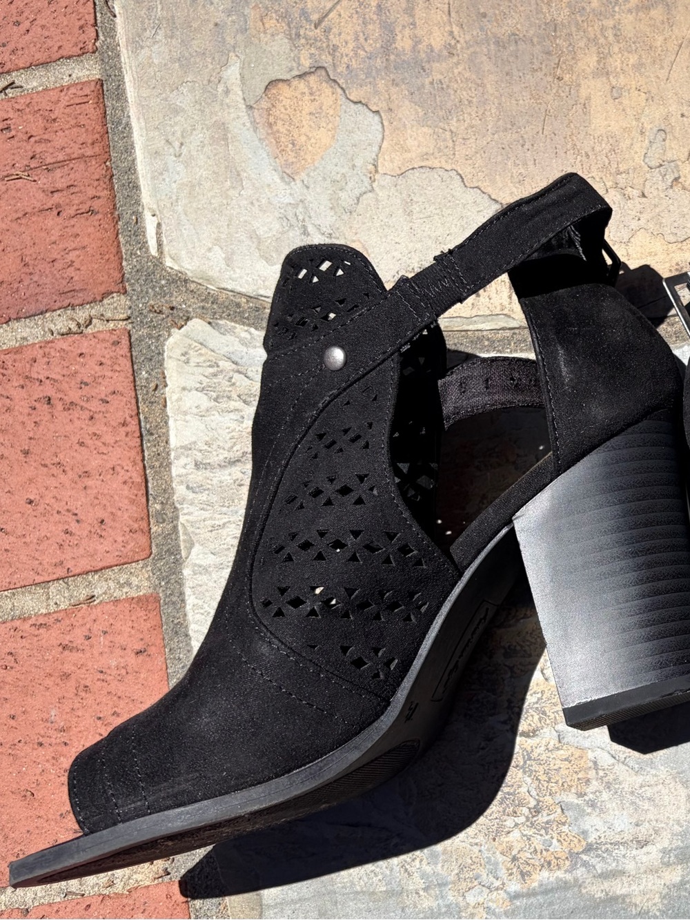 Black Suede Block Heel Sandals